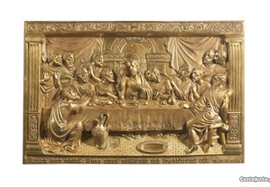 Última Ceia, escultura em bronze dourado