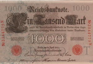 Alemanha(Império) - Nota de 1000 Mark 1910 -q/nova
