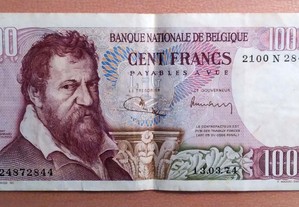 nota 100 francos banco nacional belgica