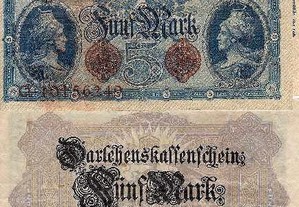 Alemanha(Império) - Nota de 5 Mark 1914 - bela