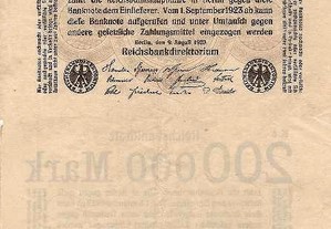 Alemanha - Nota de 200.000 Mark 1923 - bela