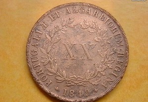419 - Maria II: XX Réis 1849 cobre, por 19,00