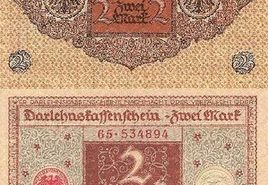 Alemanha(Rep. Weimar)-Nota de 2 Mark 1920 - nova