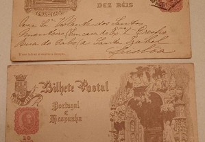 3 Bilhetes Postais Dez Reis 1898