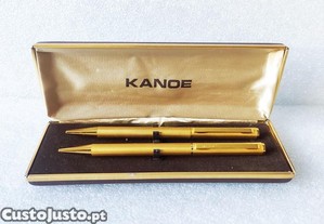 Estojo com Caneta e Lapiseira em dourado da marca Kanoe