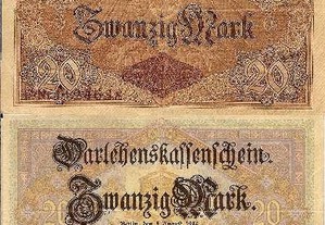 Alemanha(Império)-Nota de 20 Mark 1914 - bela rara