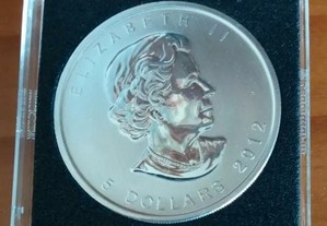 Moeda 5 dólares Canadá, prata brilhante 0,999, 2012.
