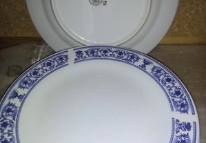 5 pratos rasos porcelana