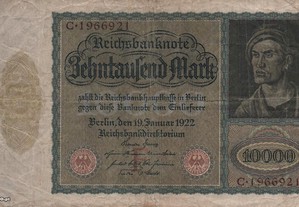 Alemanha(Rep.Weimar)-Nota de10.000 Mark 1922-mbc