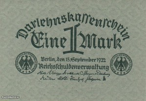Alemanha(Rep. Weimar) - Nota de 1 Mark 1922 - nova