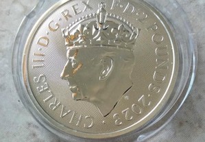 Moeda 2 libras coroação rei Carlos III, prata 0.999