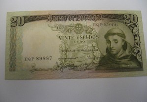 Nota de 20$00 Escudos Santo António-1964