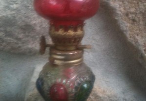 Mini candeeiro a petroleo antigo em vidro 12cm