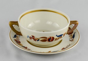 Taça de consomê com pires em porcelana Artibus, flores e dourado nº2