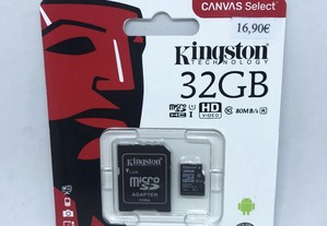 Cartão de memória Kingston 32GB com adaptador SD
