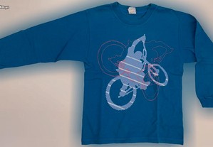T-Shirt de Criança Unissexo, Azul Forte, como Nova