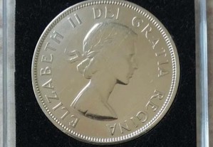 Moeda 1 dólar Canadá, prata 0,800, 1962