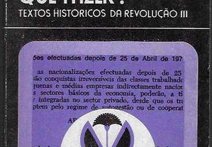 E Agora Que Fazer? Textos Históricos da Revolução III. Organização e introdução de Orlando Neves.