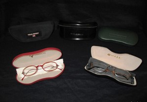 Óculos de marca hastes armações e caixas