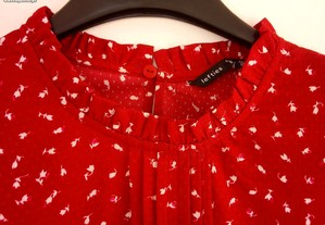 Blusa vermelha com flores - Lefties - Tamanho L