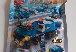 Brinquedo de Construção 6 em 1 Police Polícia 147 peças Novo 6+