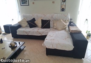 Sofá 2 lugares com chaiselong+4 bancos