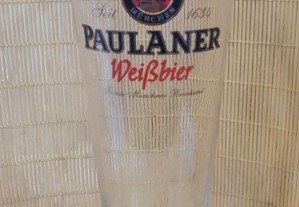 Copo em vidro com gravação publicidade da cerveja Alemã, Paulaner e aferição 0,5 l Made in Germani