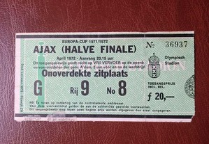 Bilhete 1972 Ajax Benfica