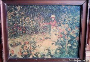 quadro tela sra nas flores pintor Monet l 45 x a 36