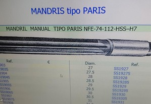 Mandril tipo Paris manuais aço carbono 8mm