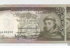 Espadim - Notas de 20$00 de 1964 - Novas