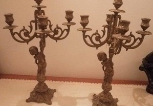 Par luminárias/Candelabros/Castiçal de 5 velas em bronze "Anjo"