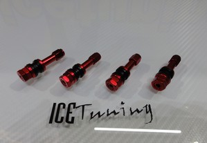 Kit de 4 Válvulas de ar em alumínio universal disponível em vermelho