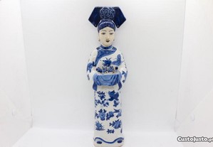 Dignatária Escultura Porcelana Chinesa Floral Borboletas XIX 33 cm Mar