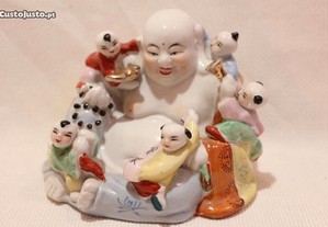 RARO Buda da Fertilidade Porcelana Chinesa 5 crianças