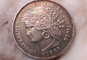 Moeda prata 1880 peruana rara