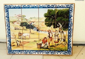 NOVO Painel Azulejos Apanha da Azeitona 60 X 45 CM