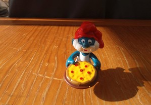 Papa Smurf com pizza - Schleich Peyo 1984 2
