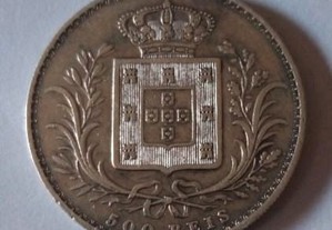 Moeda de 500 reis prata D. Luís I ano 1871