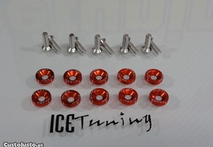 Kit de 10 parafusos + anilhas (M6 * 20MM) JDM LOOK, em laranja, indicados para guarda-lamas, para-choques, faróis, motor, matríc
