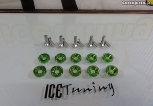 Kit de 10 parafusos + anilhas (M6 * 20MM) JDM LOOK, em verde, indicados para guarda-lamas, para-choques, faróis, motor, matrícul