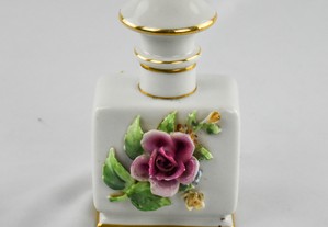 Frasco de Perfume em porcelana Artibus com flores em relevo e dourado