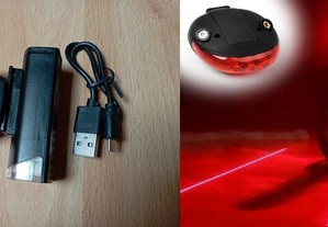 LED Frontal USB + LED Traseiro com Laser