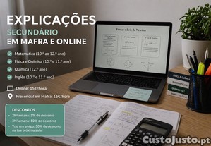 Explicações (Secundário) em Mafra e Online