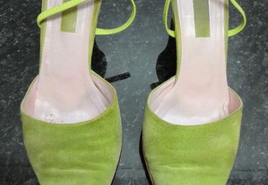 Sapatos de senhora em camurça verdes Bianca