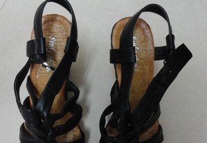 Sandálias de senhora em pele pretas Sinly Shoes