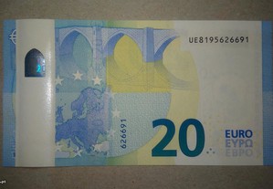 Defeito Fantástico em Nota de 20 euro (NOVA)