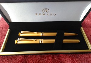Conjunto de 2 canetas douradas+ caixa