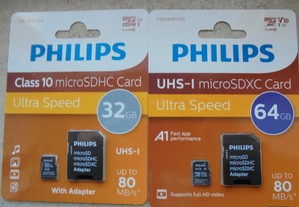 Cartoes Philips micro sd - 32 gb e 64gb