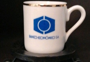 Chávena café com a publicidade do Banco Económico SA em porcelana Veracruz